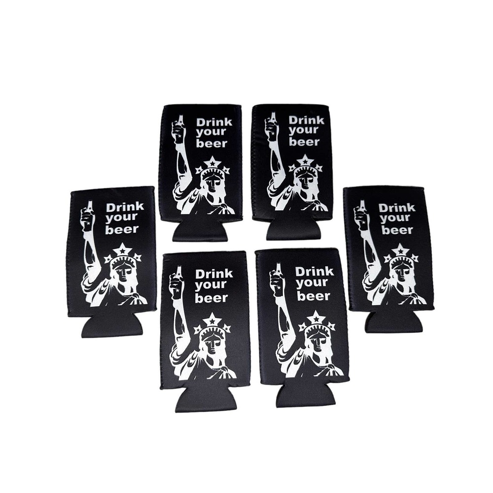 Drink your Beer Can Coolie; Neoprene, Collapsible; Liberty can sleeve